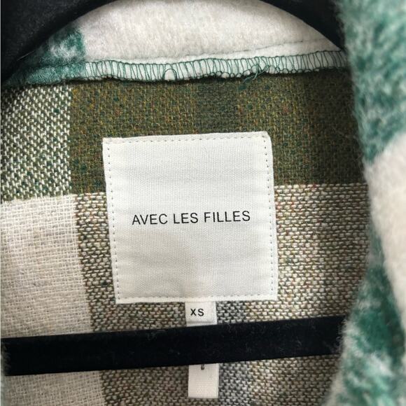 Avec Les Filles Green Plaid Flannel Oversized Shacket - Size XS - Picture 3 of 7